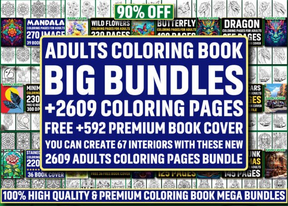 Download 2609 ADULTS COLORING PAGES MEGA BUNDLE - Mega bundle Collection