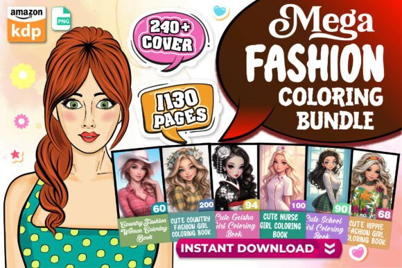 Download Adult Fashion Coloring Pages Mega Bundle - Mega bundle Collection